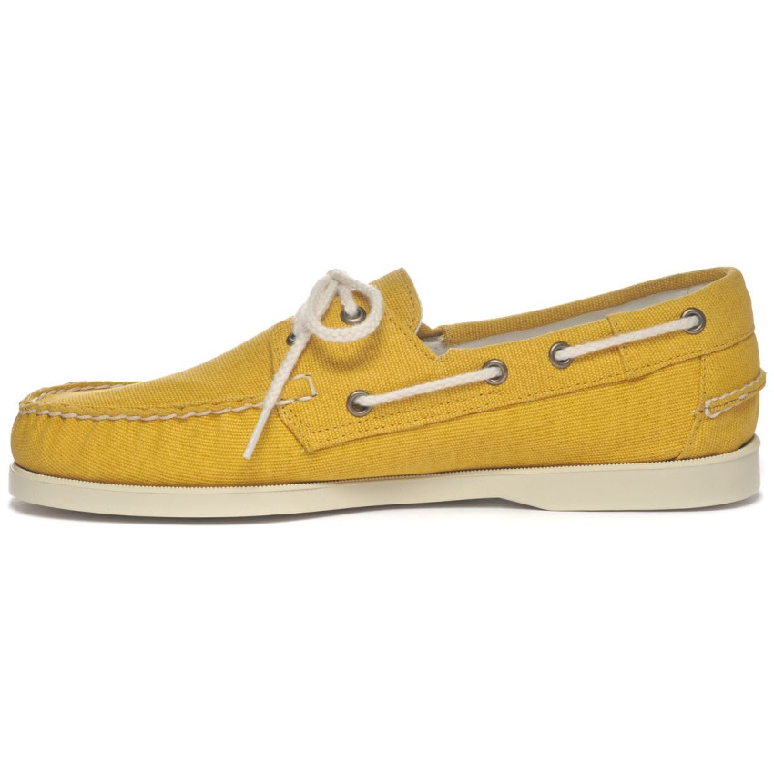DOCKSIDES PORTLAND WASHED CANVAS YELLOW MUSTARD-Chaussures bateau pour homme en toile