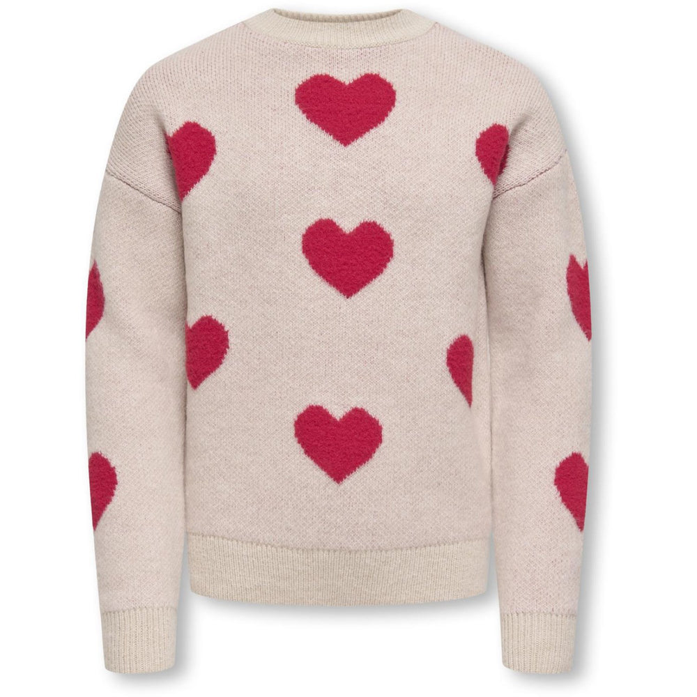 Køb kids ONLY Birch Salsa Hearts Kognaja L/S Flower Pullover Knt