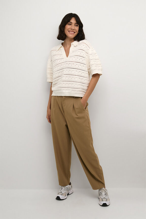 Kaffe KAjolie Polo Knit Pullover Chalk