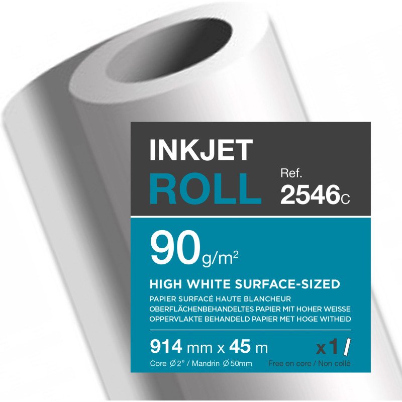 Rouleau papier traceur haute blancheur Clairefontaine - 0,914 x 45 m - 90 g