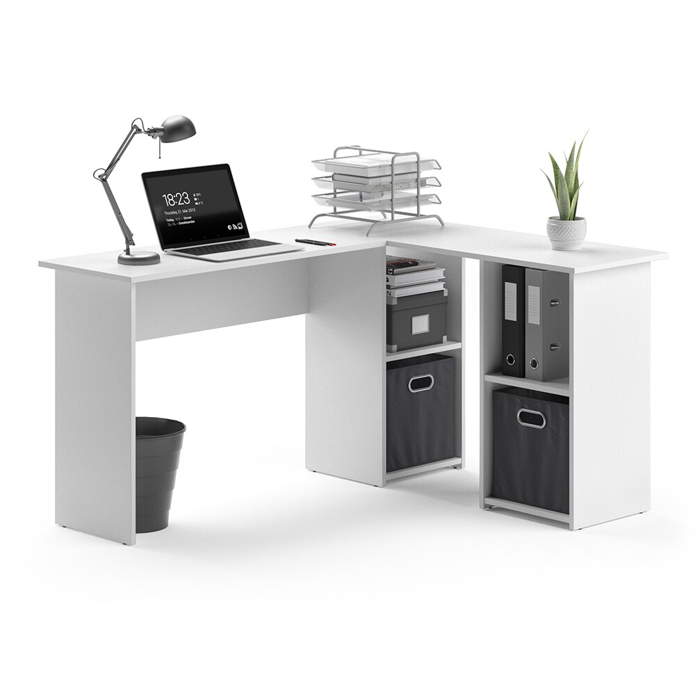 VICCO Eckschreibtisch CARLO Weiß Computer Bürotisch PC Schreibtisch Arbeitstisch