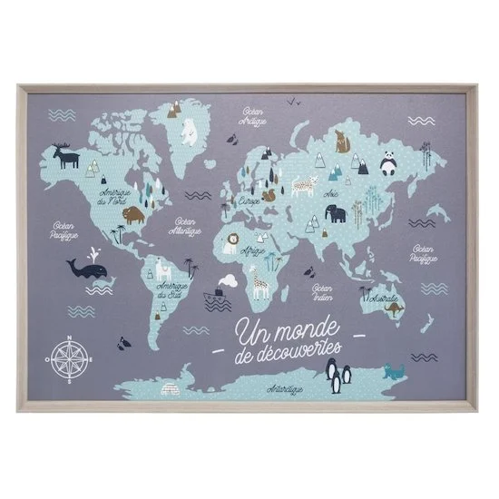 Tableau enfant carte du monde   80 x 80 cm   de               Atmosphera