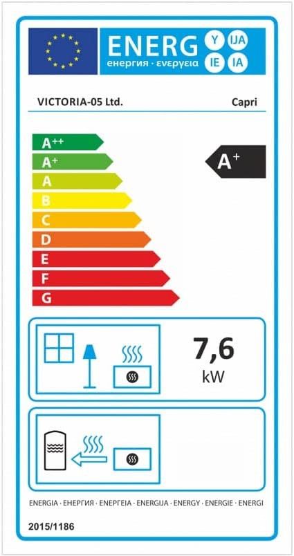 VICTORIA-05 EEK A+ - Kaminofen Victoria 05 Capri 7.6 KW, Grau