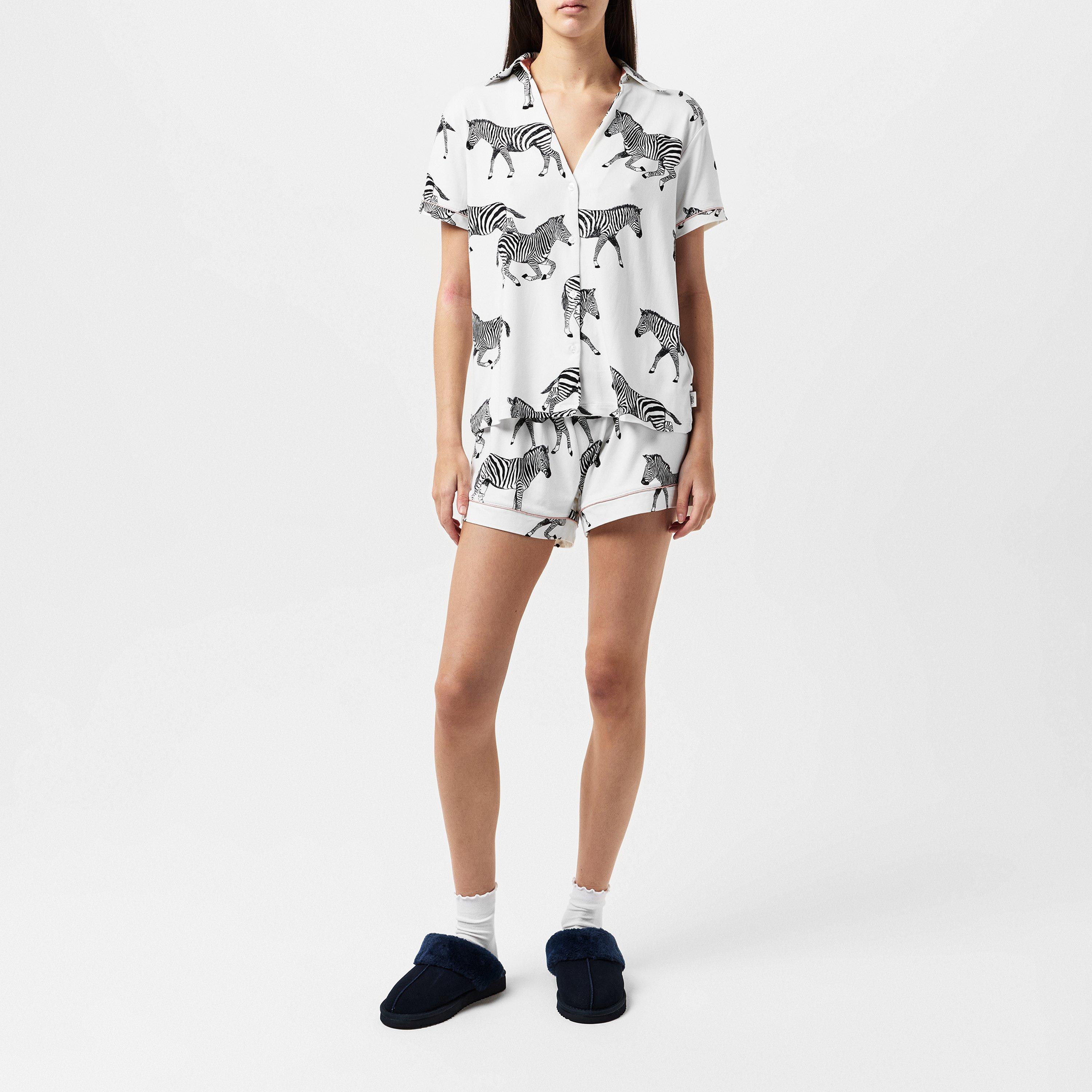 Chelsea Peers Zebra Print Short Pyjama Set