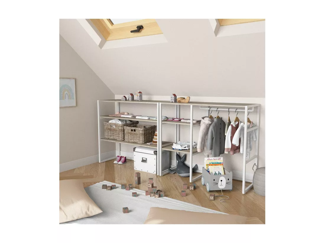 Portants vêtements sous combles modulables - Lot de 2