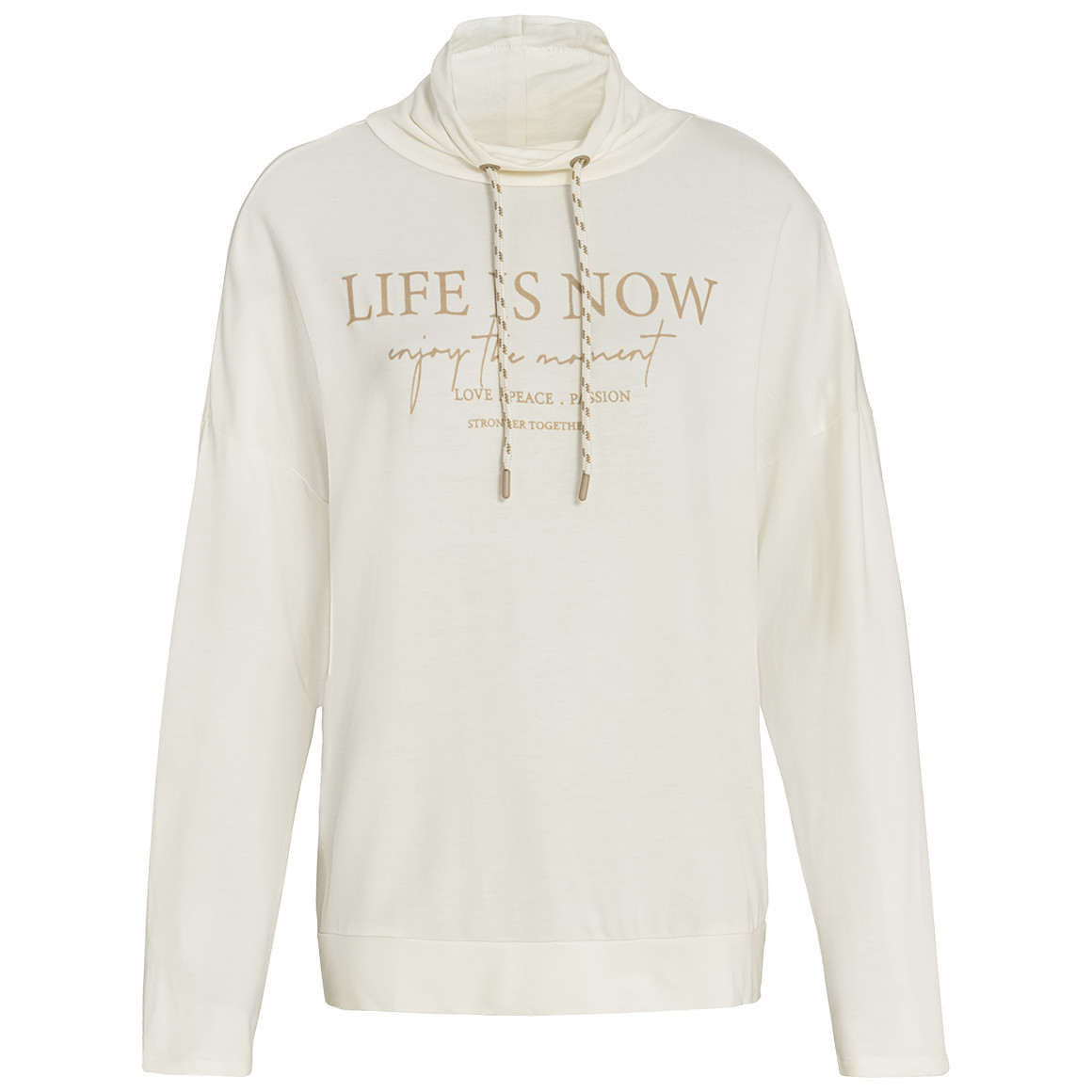 Gina Benotti Damen Langarmshirt mit Statement-Print cremeweiss