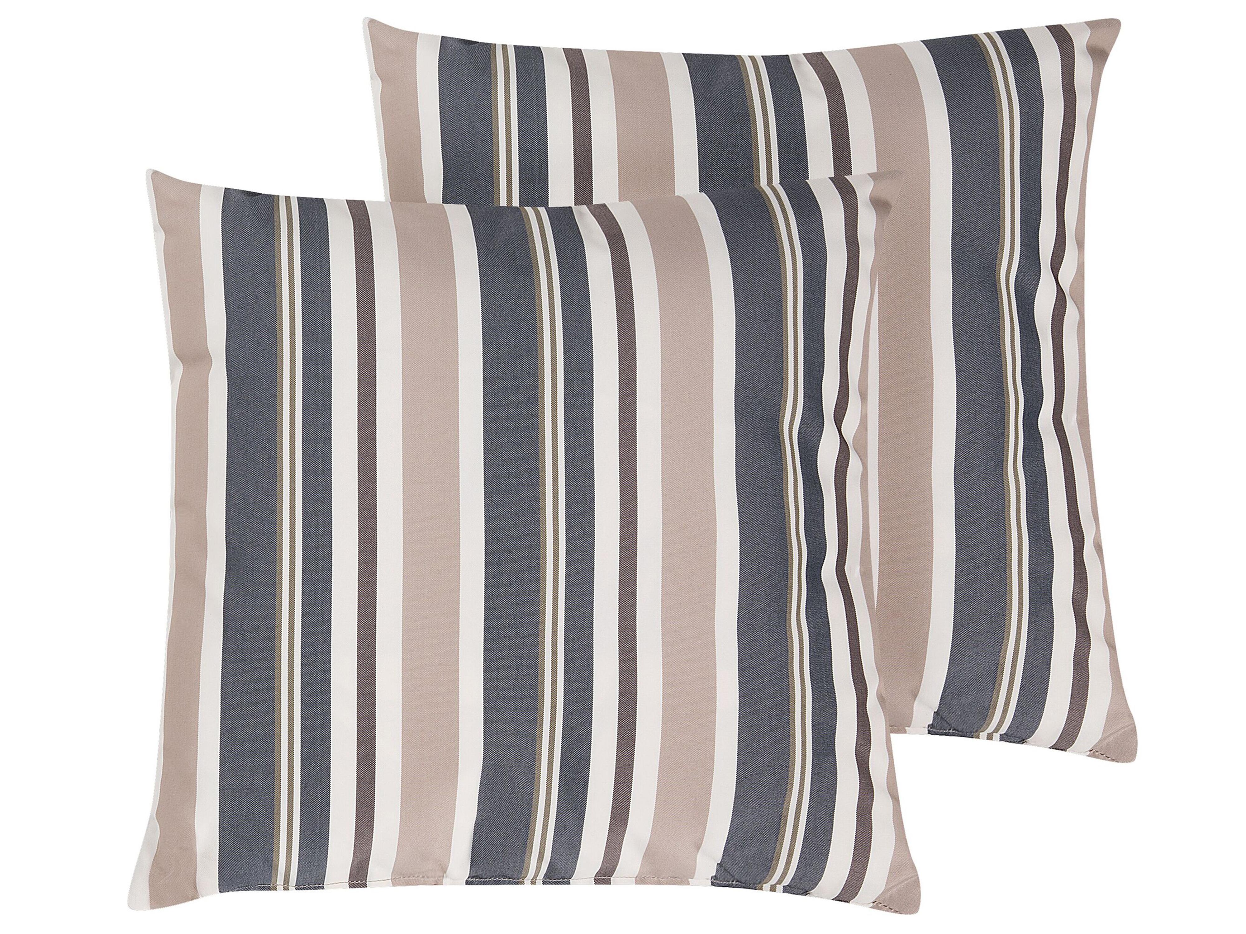 Set van 2 tuinkussens KASTOS gestreept 40 x 40 cm Taupe