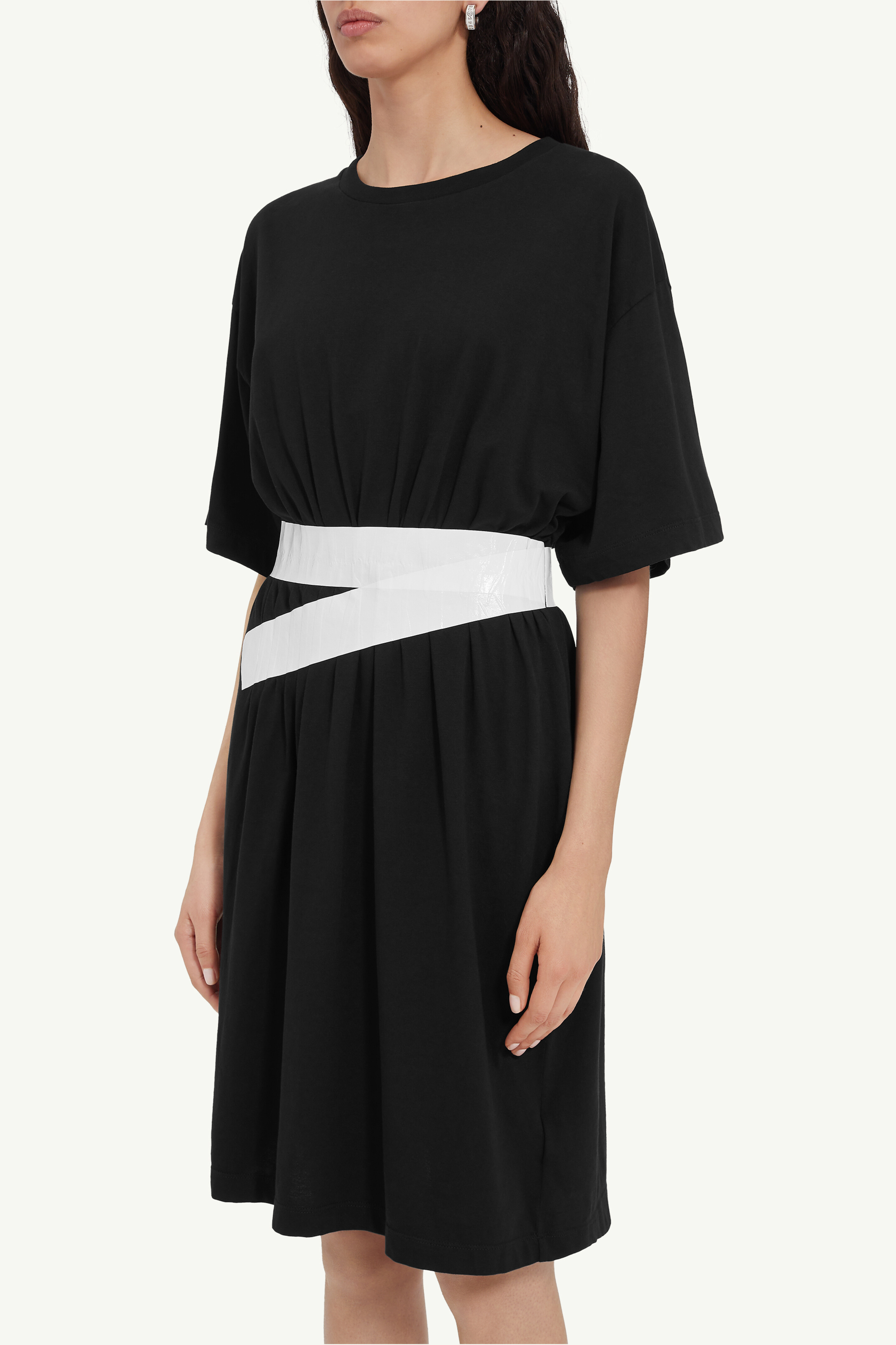 Black Jersey Crewneck Mini Dress