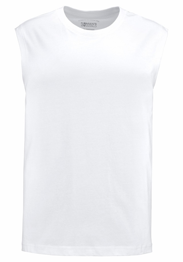 Man's World Muscleshirt, 3 Stk. ärmellos,  Basic-Stil,  unifarben,  Rundhalsausschnitt
