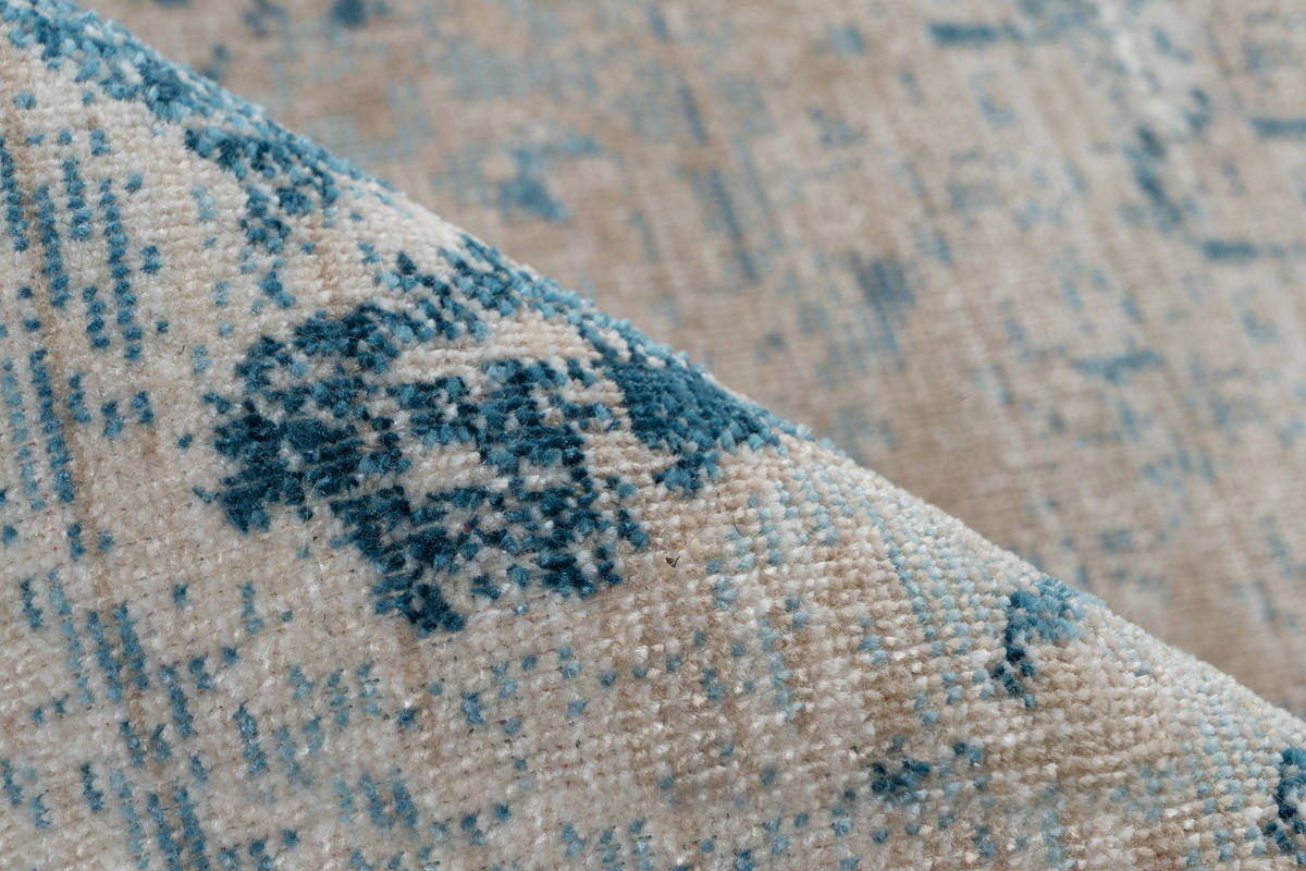 Kurzflorteppich DILAN 200 - blau-beige - 80x150 cm