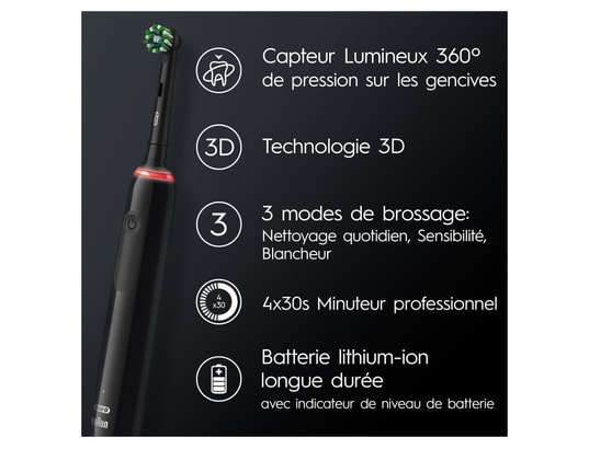 ORAL B - Oral-b - pro 3 avec etui de voyage - noires - 2 brosses à de...