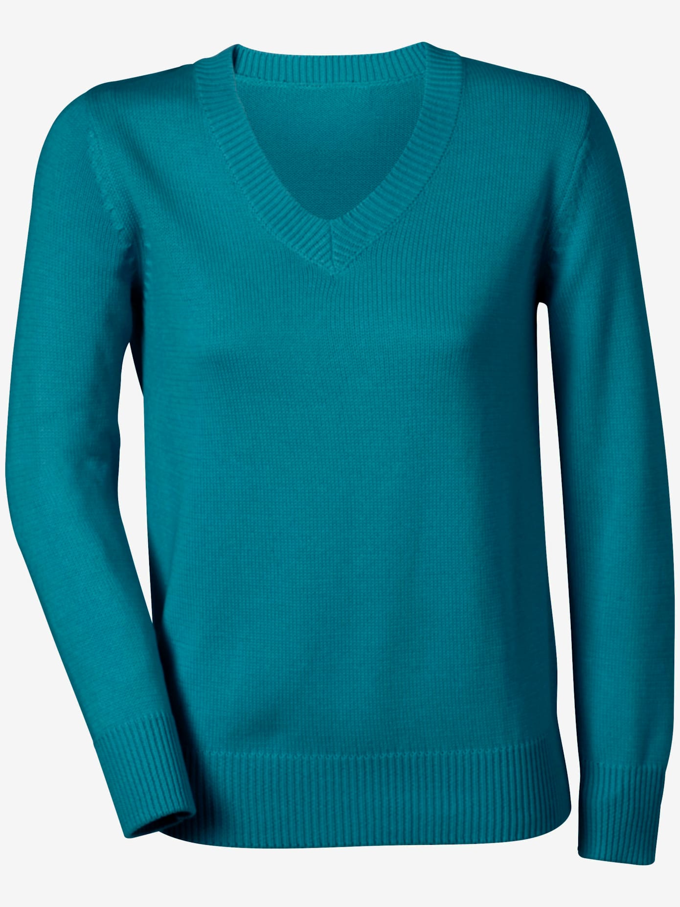 Pull femme coupe classique col en v finitions côtelées