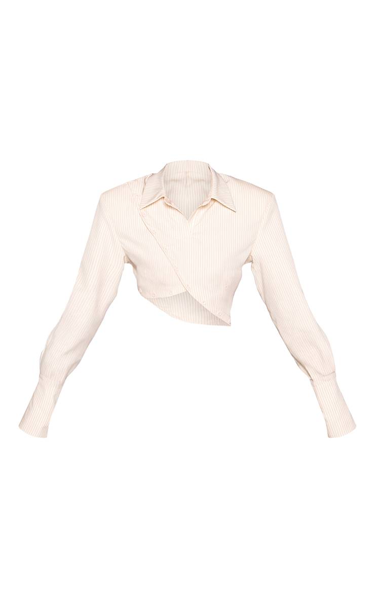 Citron Chemise Courte Rayée À Détail Bouton Asymétrique