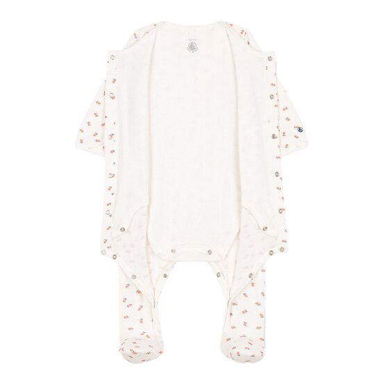 Bodyjama fleurs en tubique   Blanc marshmallow/blanc multico        de               Petit Bateau