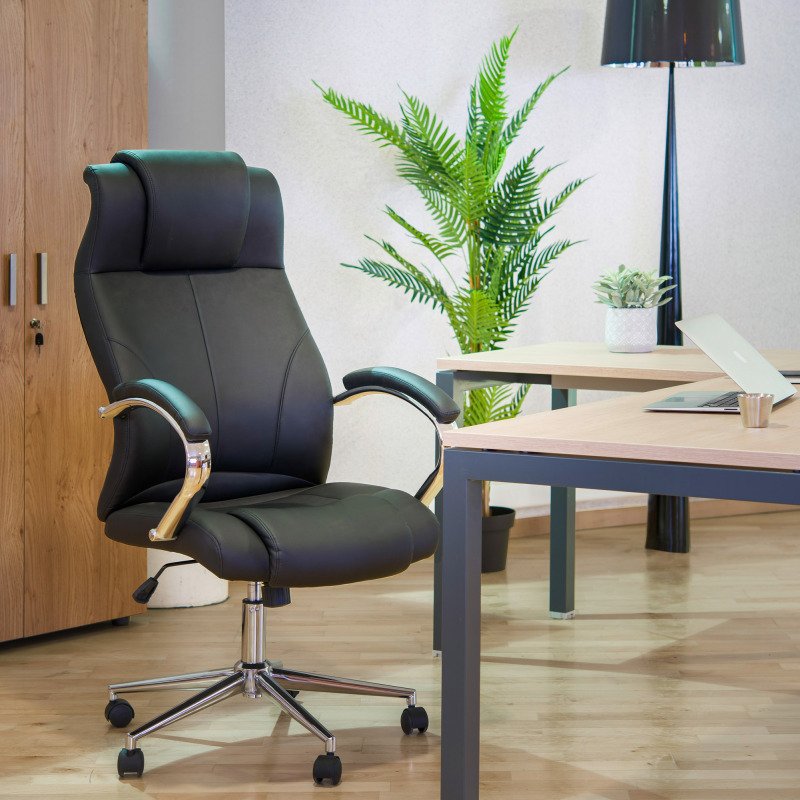 Fauteuil de direction DWAYNE simili cuir - avec accoudoirs - Mécanisme Basculant centré - Pieds chromé