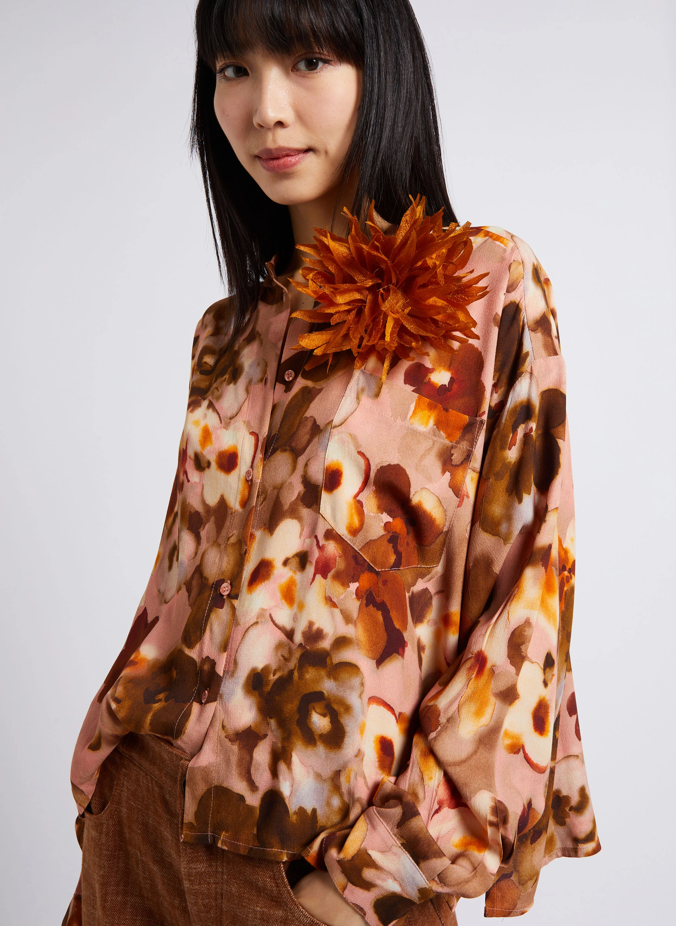 ILIA - Chemise ample à col rond| Rose