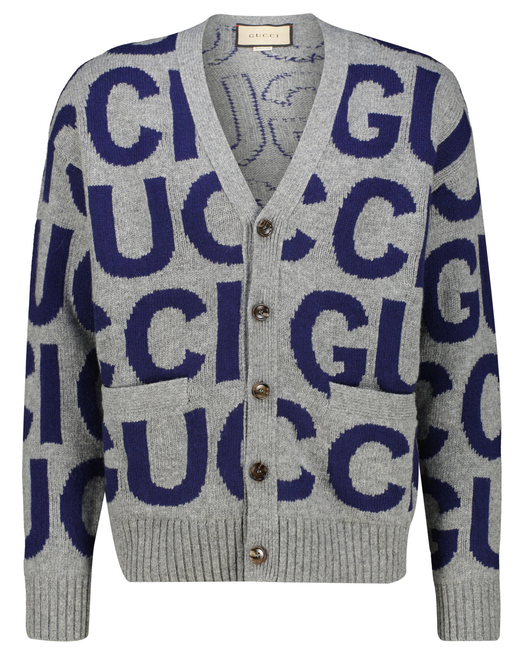 Gucci| Herren Strickjacke aus Wolle mit Logo-Intarsie