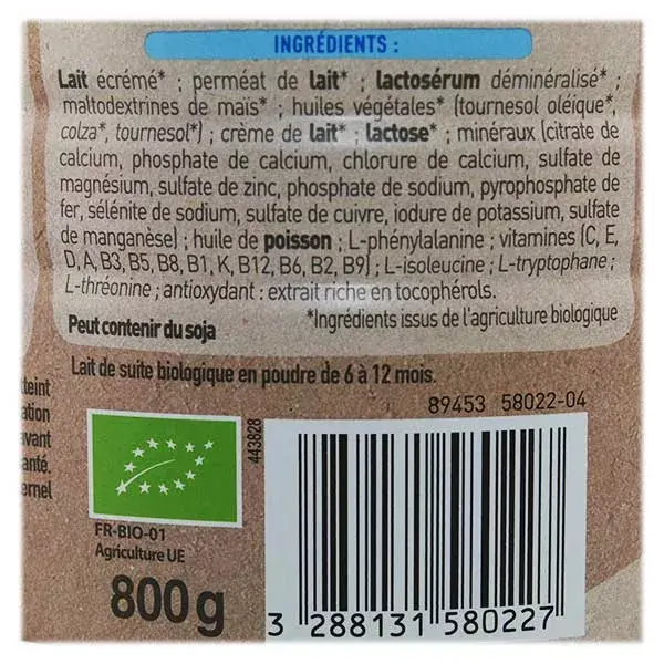 Babybio Primea Leite Infantil Orgânico 2ª Etapa 800g