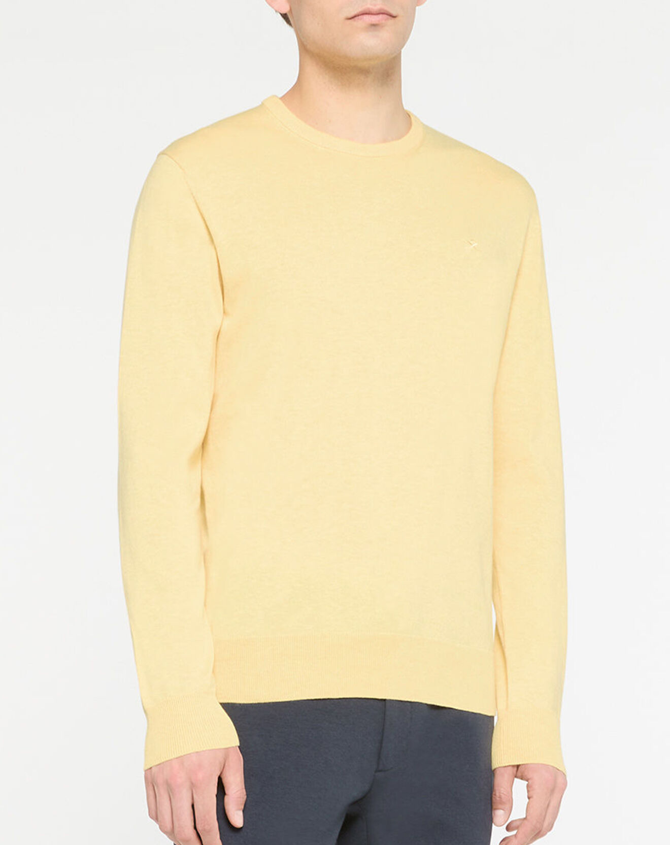 Hackett London Pull en Coton & Soie col rond jaune