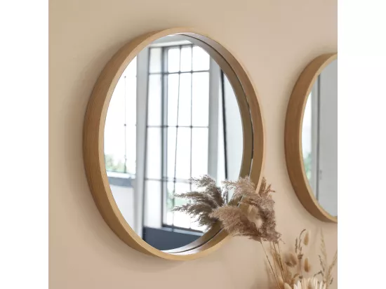 Miroir en chêne massif rond Ø 50 cm