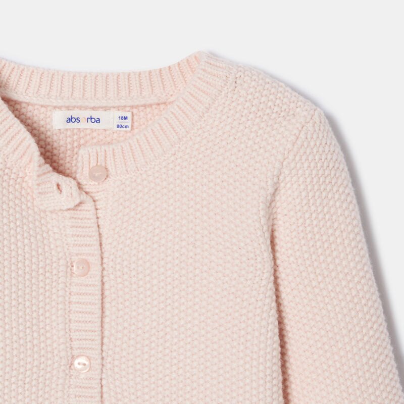 Gilet maille tricot rose bébé fille Absorba Rose