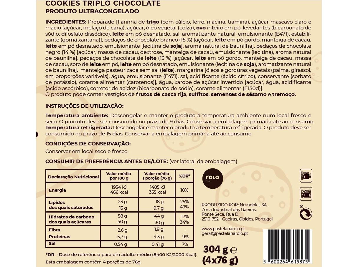 COOKIES ROLO TRIPLO CHOCOLATE 304G