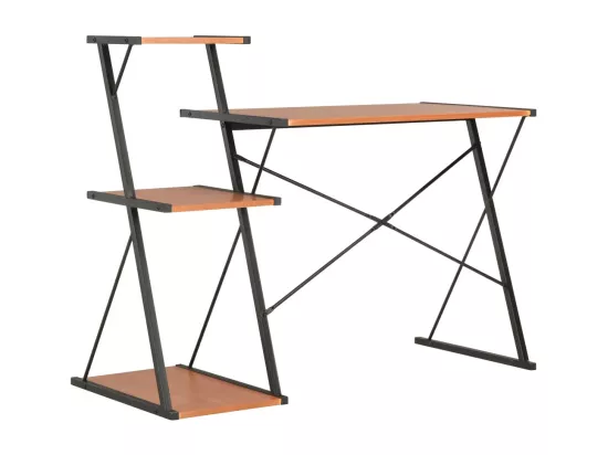 Bureau avec étagère Noir et marron 116x50x93 cm