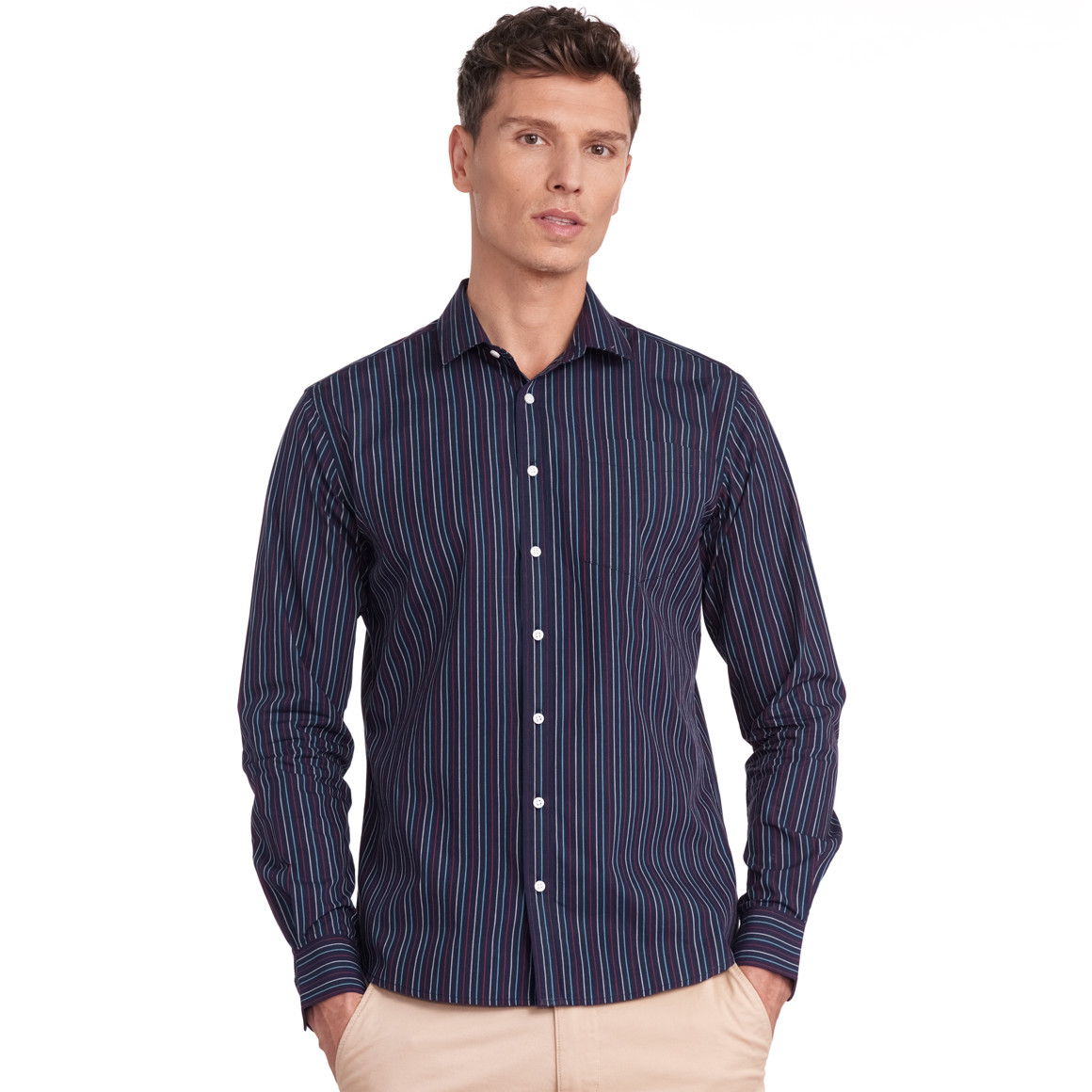 VanVaan Herren Hemd mit Streifen dunkelblau / rot / blau