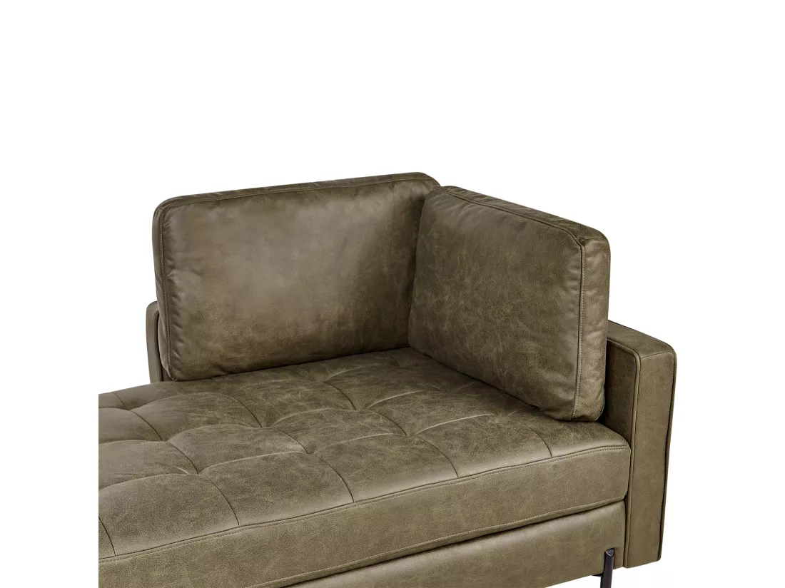 Chaise longue côté droit en cuir PU vert REBAIS