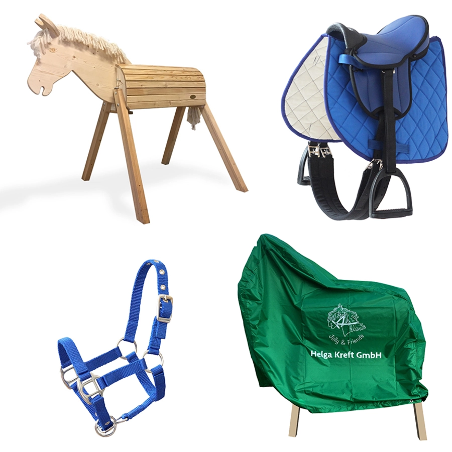 Helga Kreft Gartenpferd-Set Tamme, blau