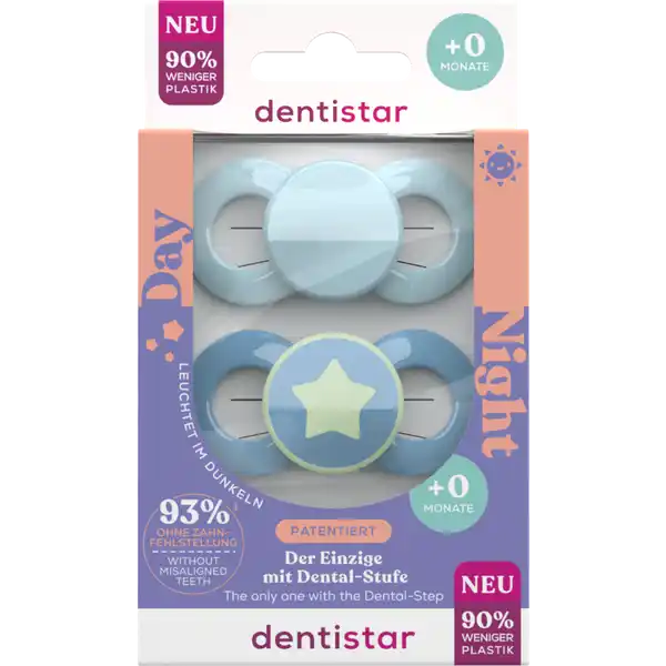 Day & Night Beruhigungssauger 0-6 Monate Babyblau / Blauer Stern