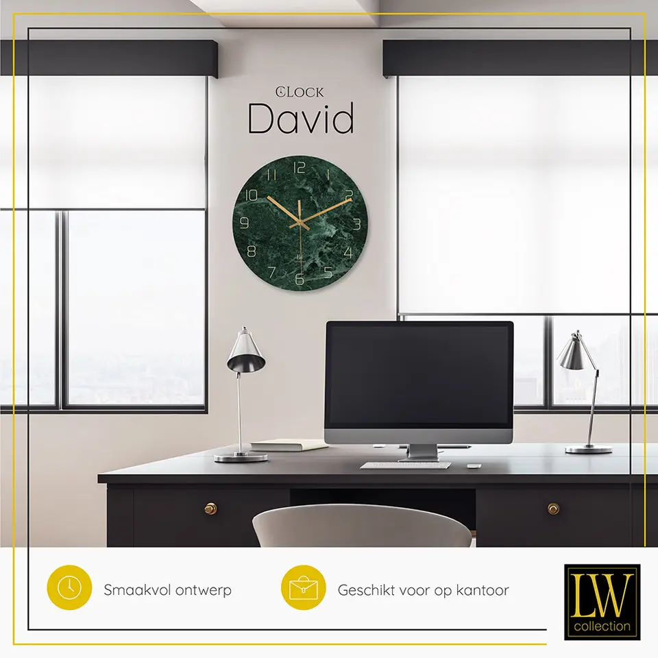 LW Collection Keukenklok David marmer 30cm