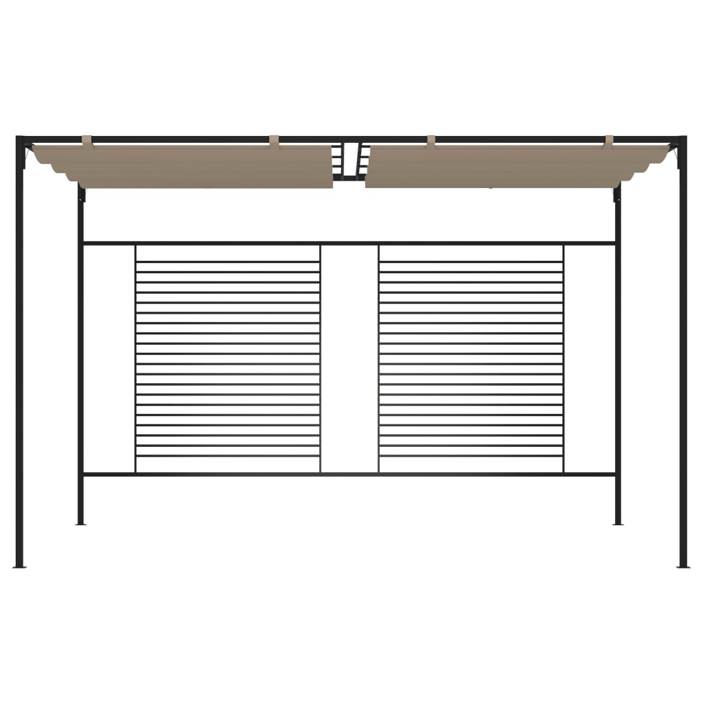 Belvédère avec auvent rétractable 3x4x2,3 m taupe 180 g/m²