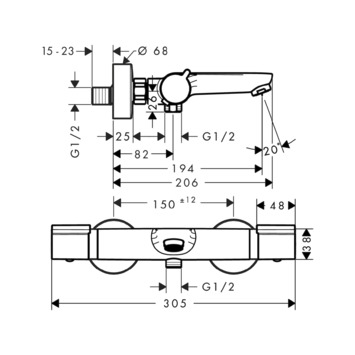 Hansgrohe Badkraan Versostat² Thermostatisch