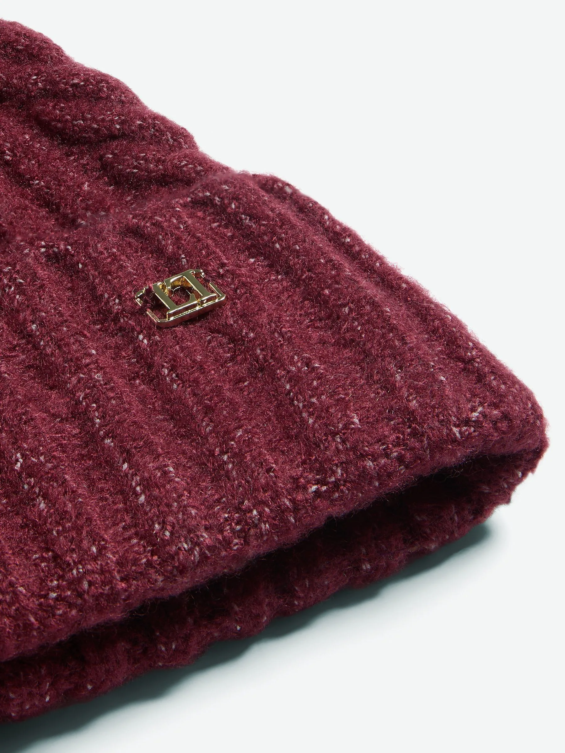 Bordeauxrood - Lipsy Cosy Cable Pom Hat
