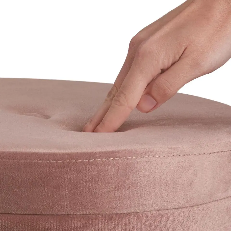 tectake Hocker Ava gestoffeerd in fluweellook 300kg met opbergruimte, Roze