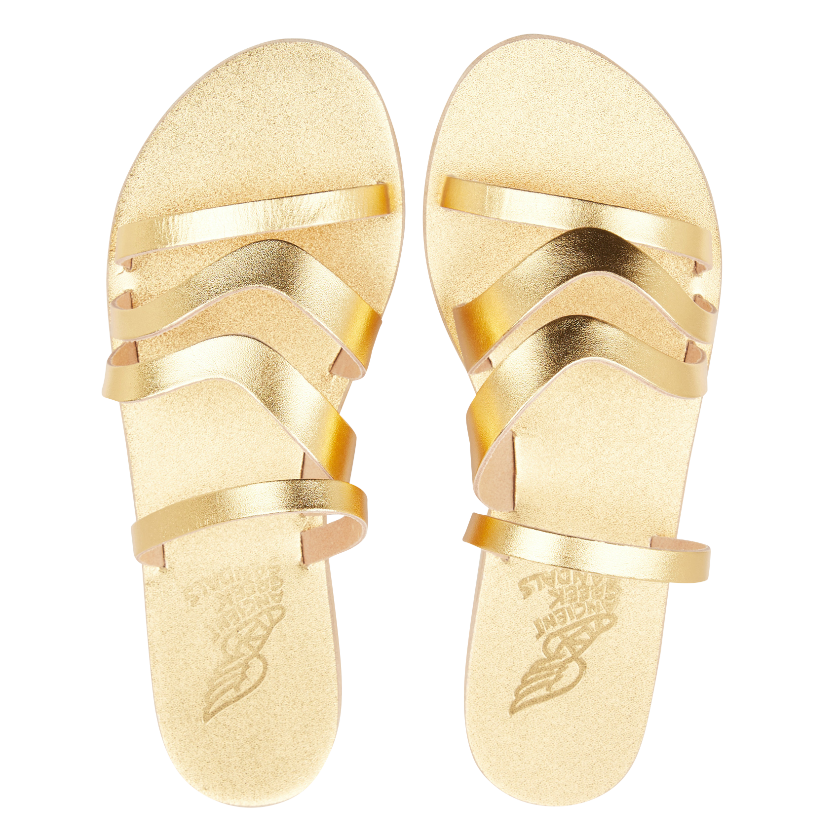 CARYAE - Sandales plates en cuir| Doré