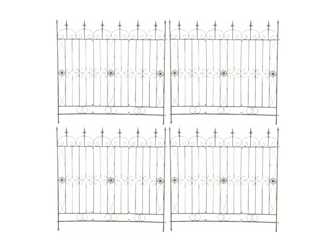 Lot de 4 Clôture de jardin - Métal & Métal - Vert antique - Mangold