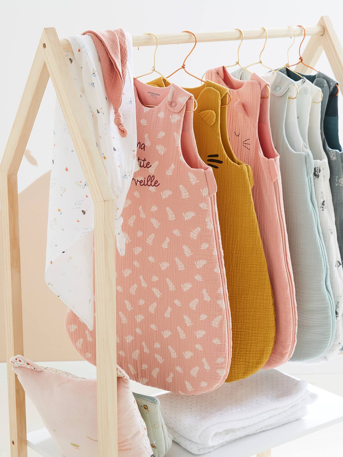 Manta de bebê sem mangas em chiffon de algodão orgânico* Baby Tiger tamanho médio, amarela lisa com estampa