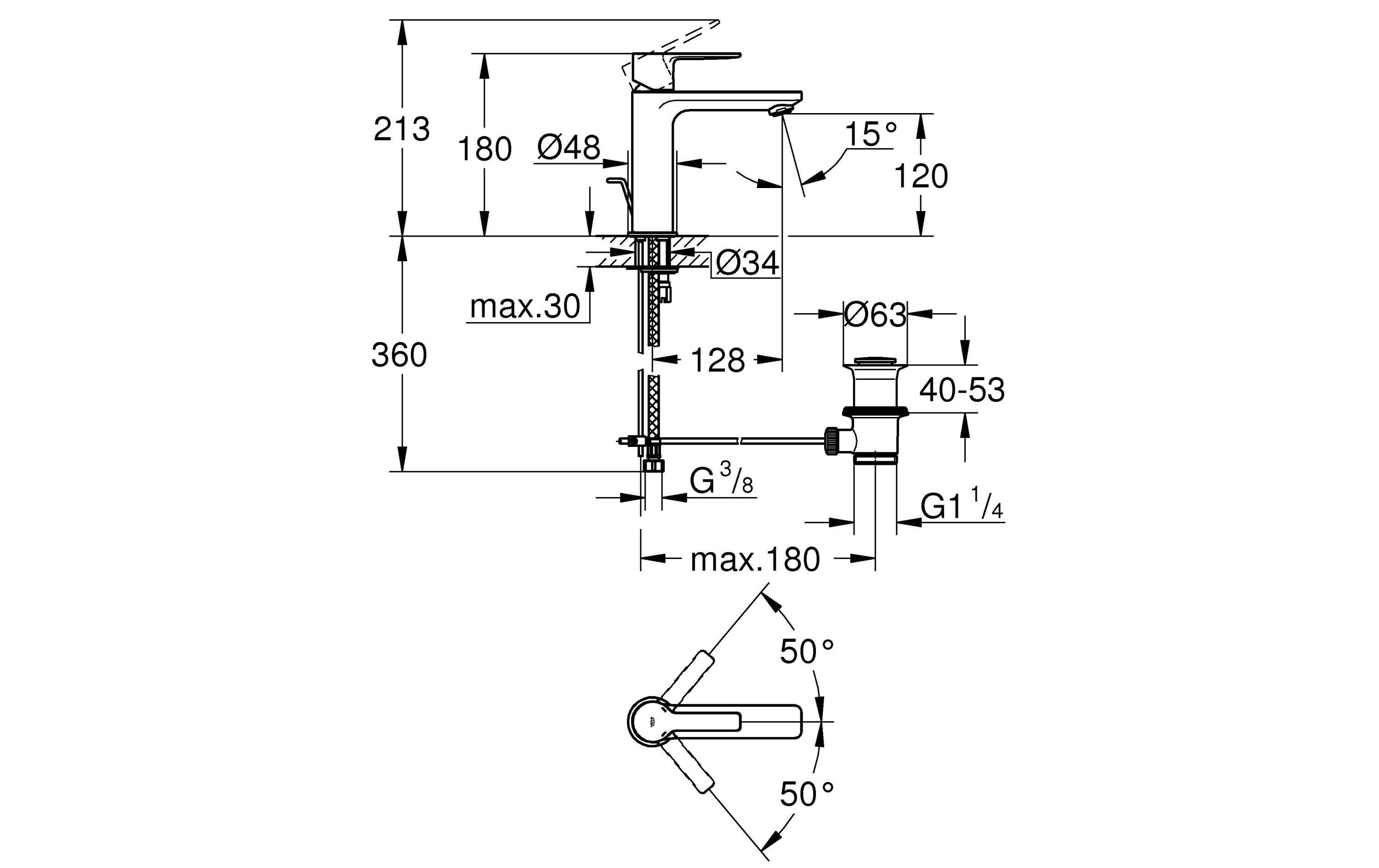 Lavaboarmatur Lineare S-Size 1/2