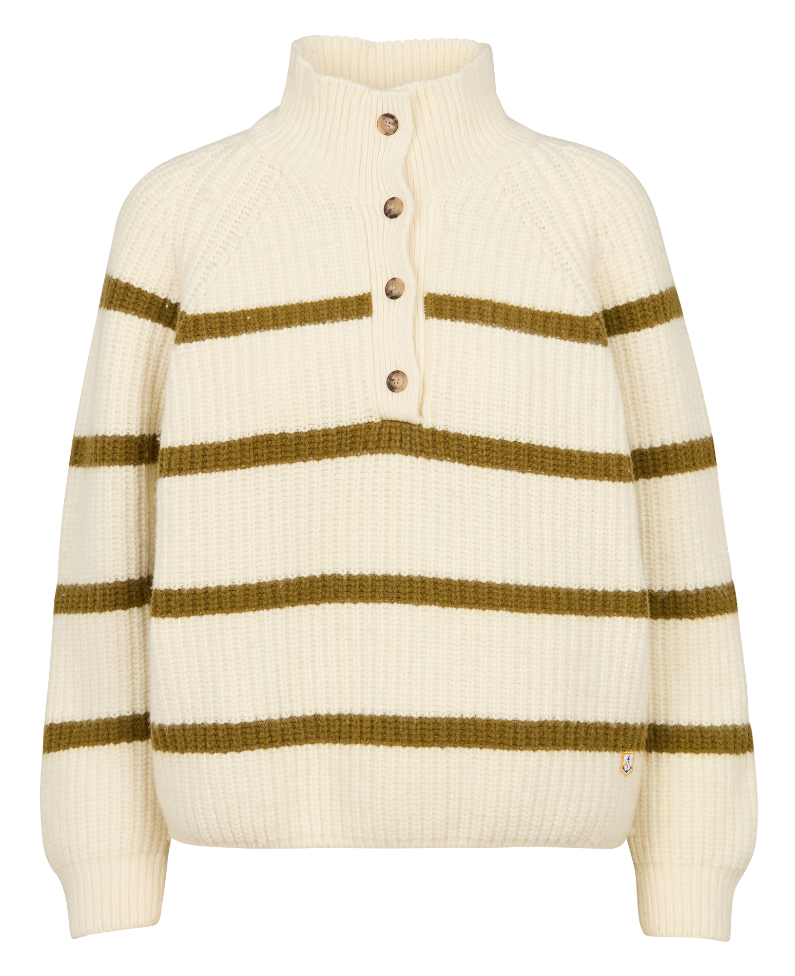 HERITAGE - Pull ample col camionneur rayé en laine mélangée | Multicolore