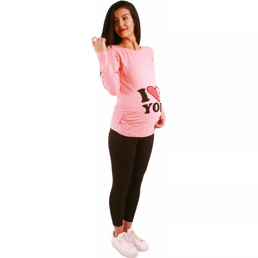 M.M.C. Umstandslangarmshirt I Love You mit Motiv Lachsfarbe
