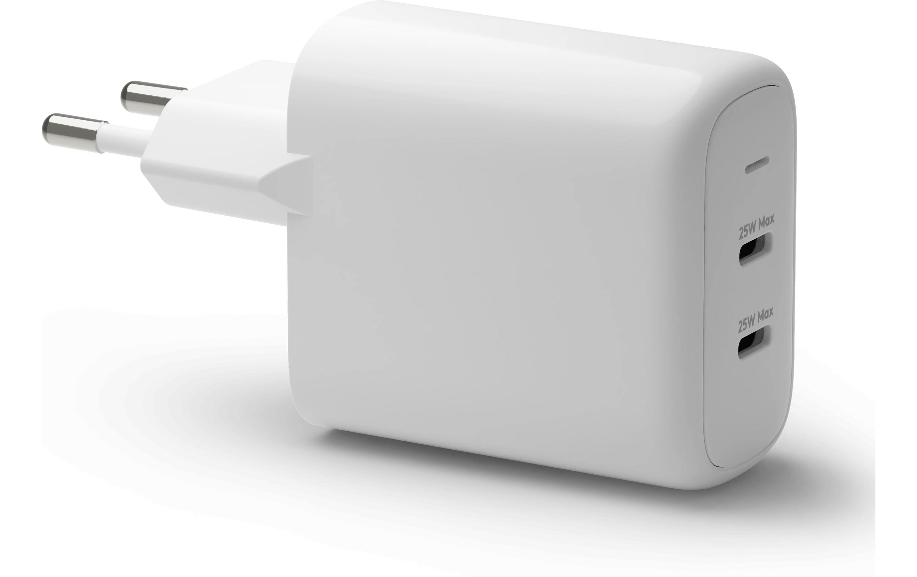 USB-Wandladegerät USB-C + USB-C 25 W + 25 WMini-GaN USB-C+USB-C Wandladegerät