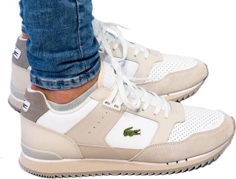 Lacoste Vintage-geïnspireerde Partner Piste Leren Sneakers Beige Heren