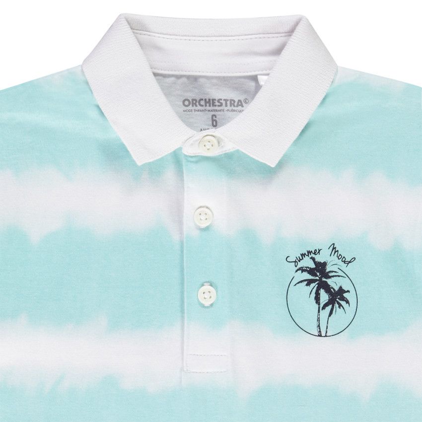 Polo manches courtes en jersey rayé tie and dye pour garçon - Bleu