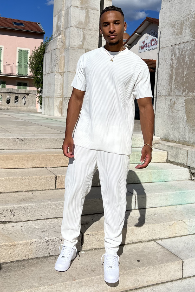 Ensemble 2 pièces T-shirt + pantalon blanc