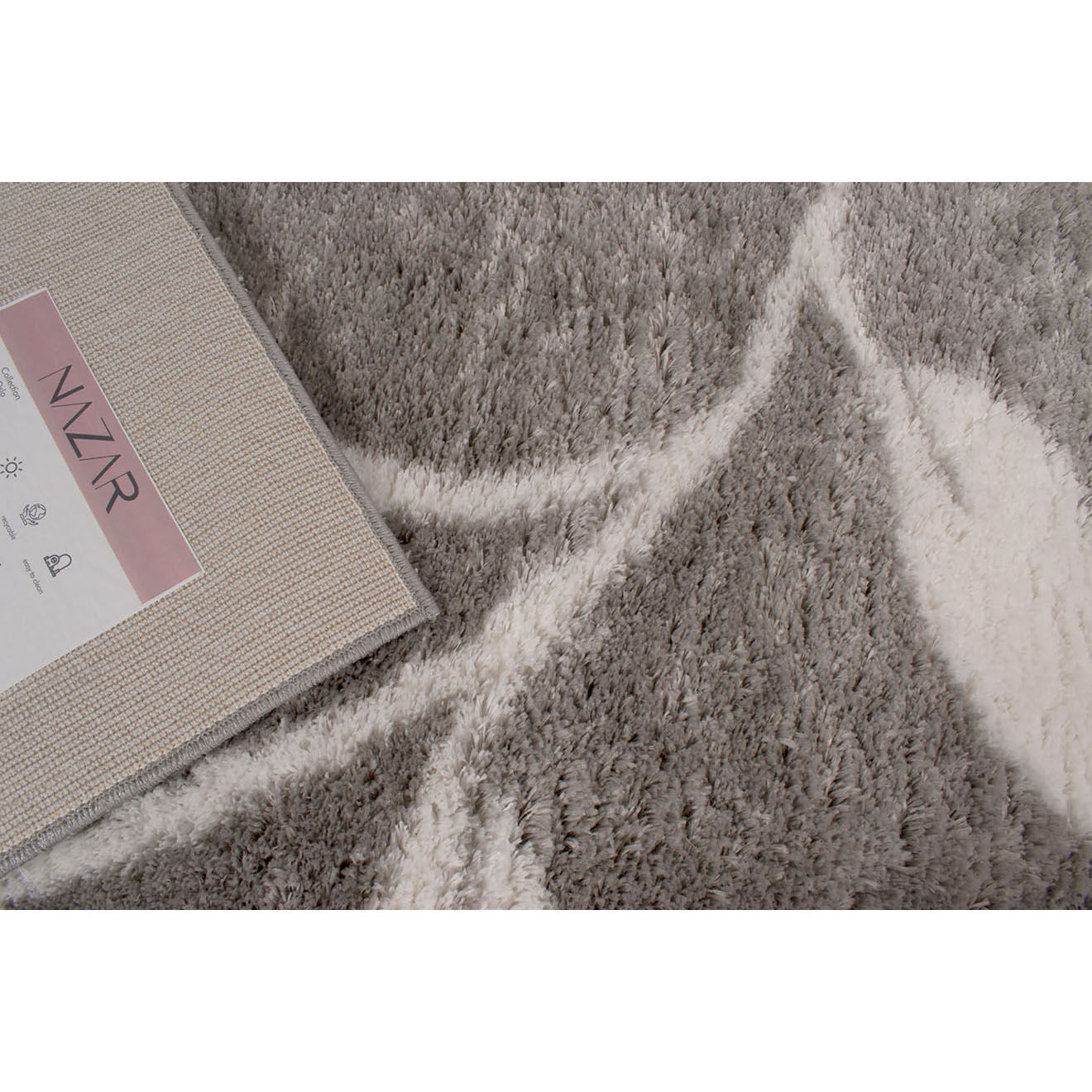 Nazar Rugs Tapis shaggy doux Oslo 637 gris - 120x160 cm