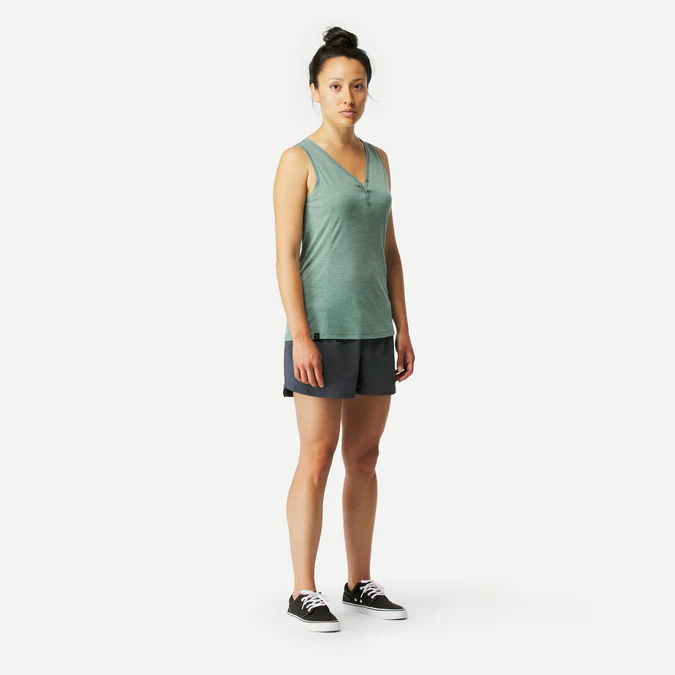 Decathlon Forclaz - Regata feminina Forclaz em lã merino para mochilão e viagens - Travel 500