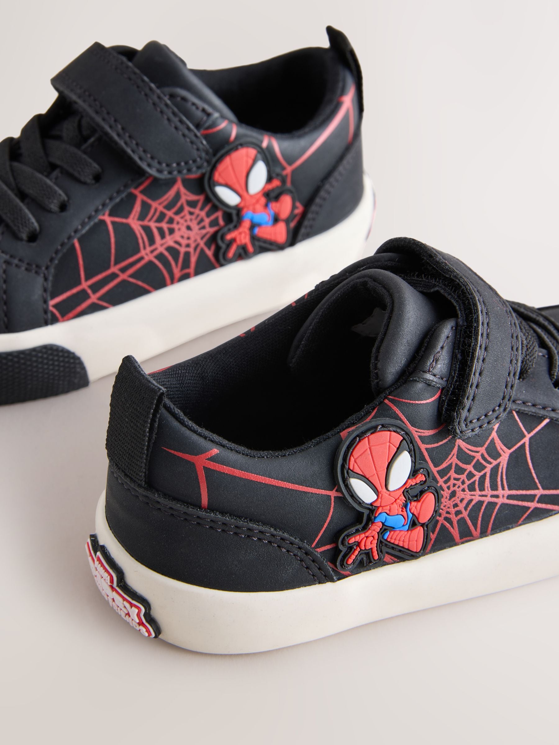 Zwart/Rood Spiderman - Sneakers met klittenbandsluiting en elastische veters