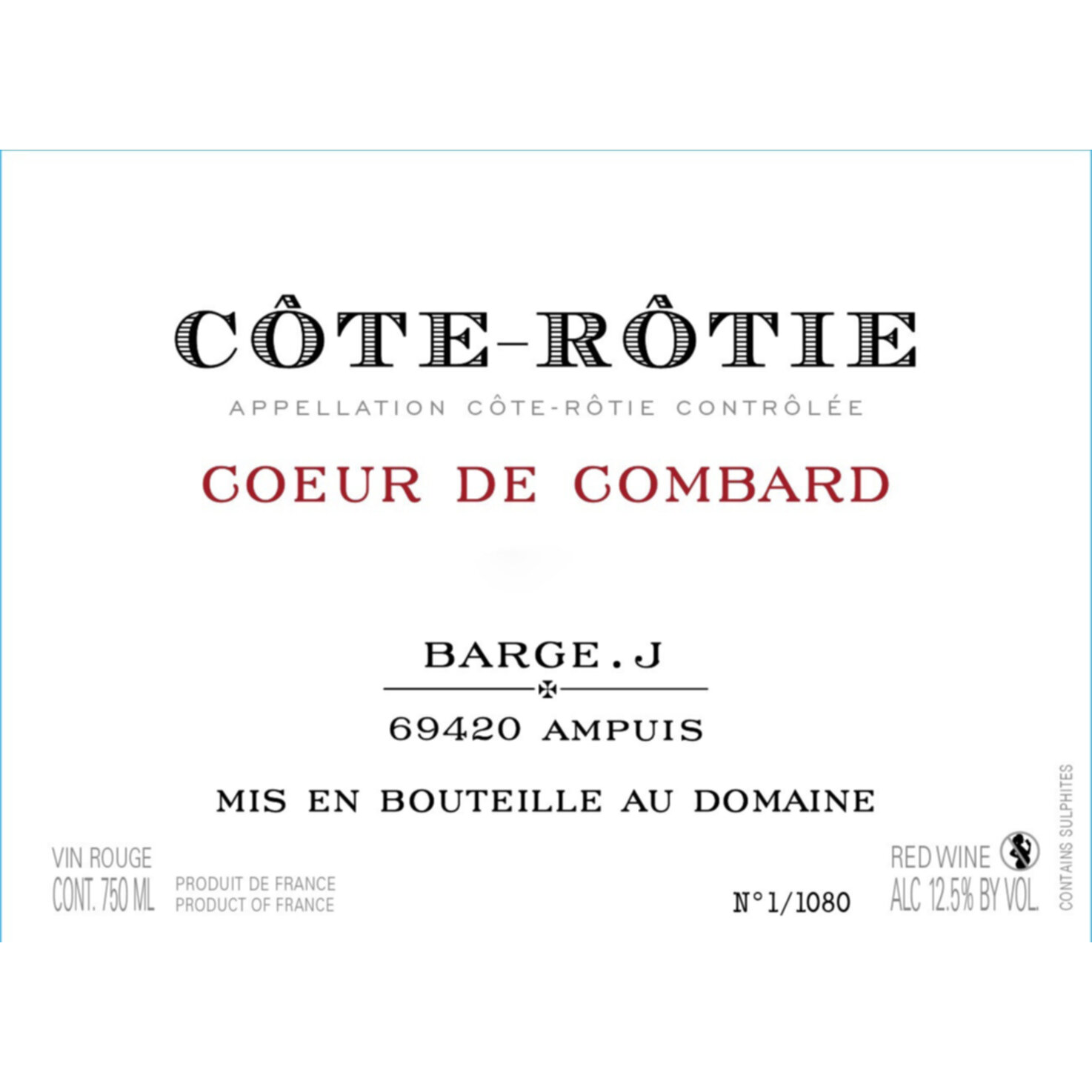 Côte Rôtie Coeur de Combard, Julien Barge 6x 75cl -6x 75cl